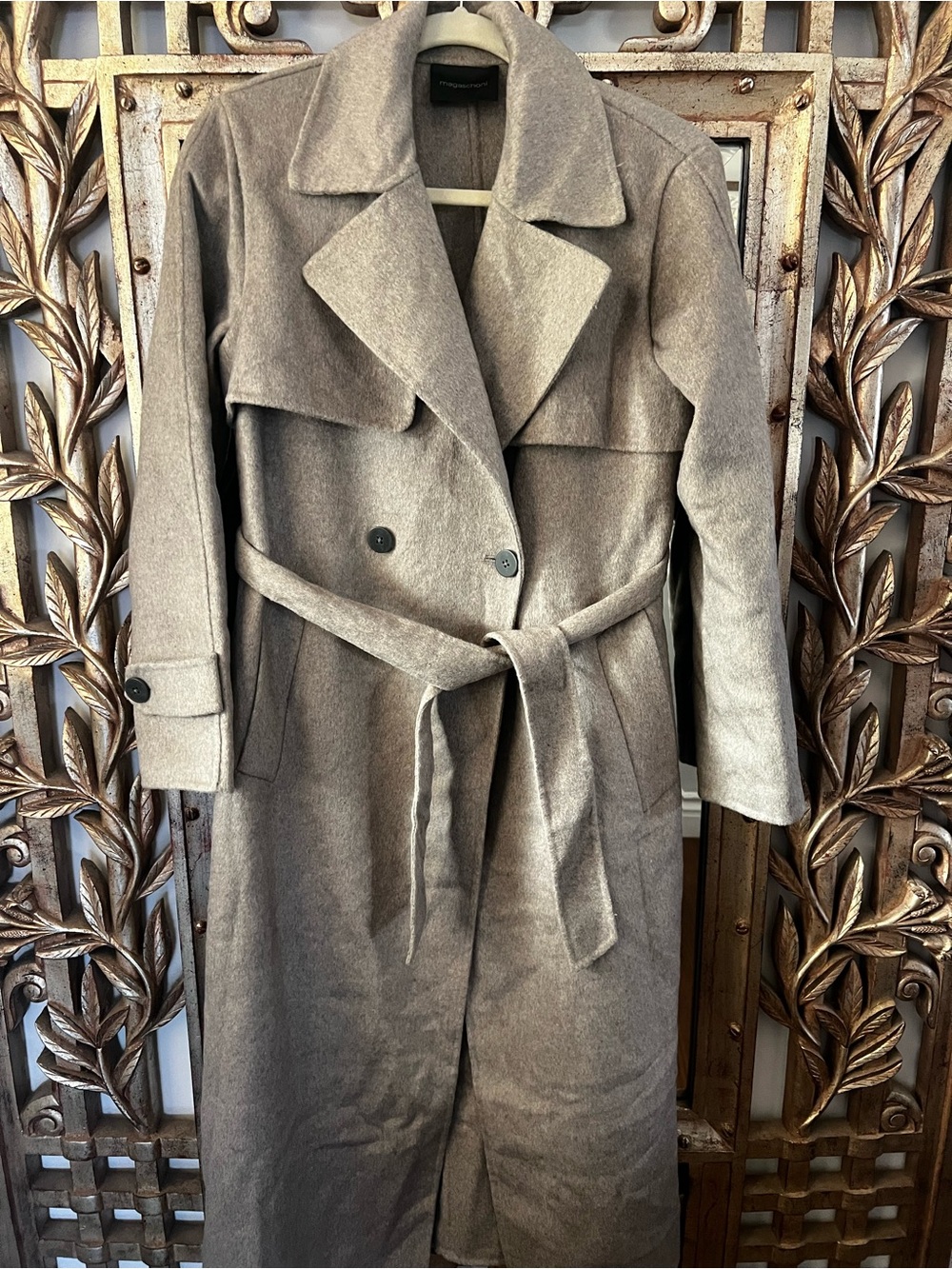 Magaschoni Taupe Trench Coat with Belt